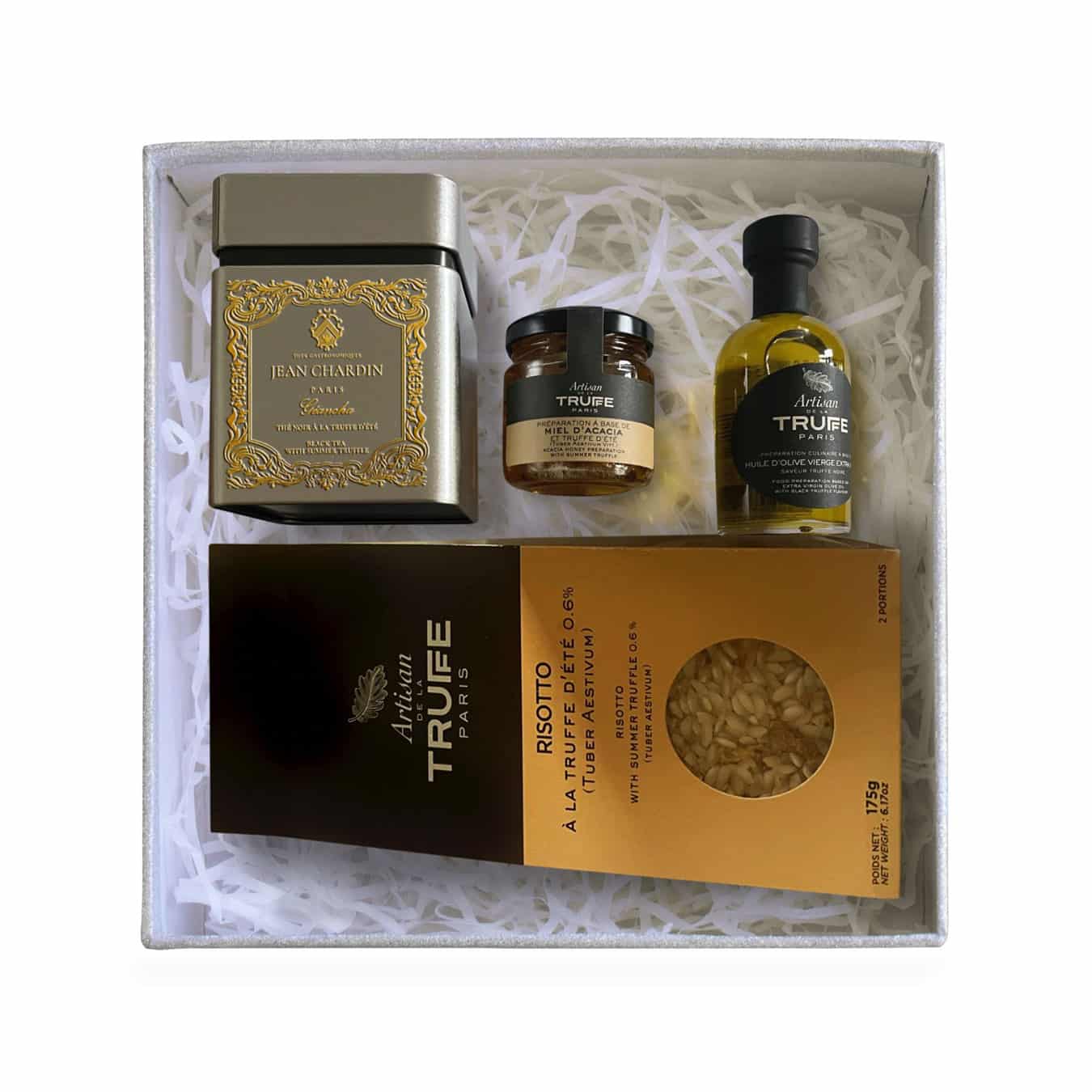 Coffret truffe avec Miel truffe, Huile truffe, thé truffe et Risotto
