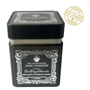 Thé EARL GREY JEAN CHARDIN parfumé à la lavande et à la bergamote présenté dans son écrin en métal brun de 100g