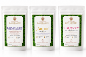 Trio Découverte JEAN CHARDIN : Earl Grey Chardin, Arthié et Harpasouy en doypacks blancs mats