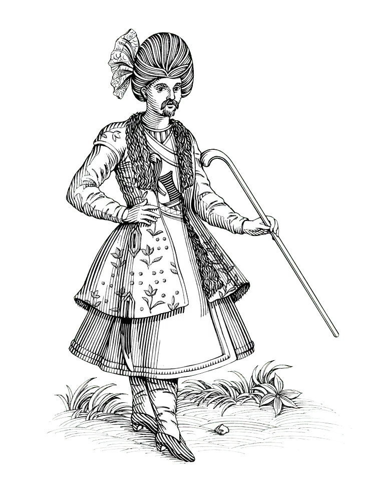 Personnage persan, illustration originale de la page Professionnels JEAN CHARDIN